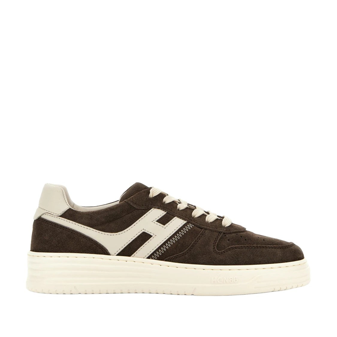 Hogan Lace-Up Brown Calfskin Shoes With Suede