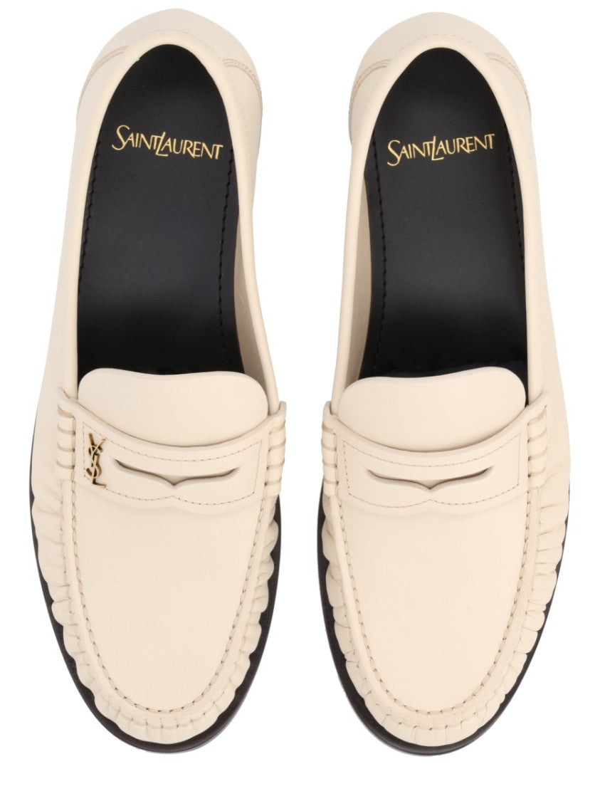 Saint Laurent Laurent Stitched Calf Leather Moccasins