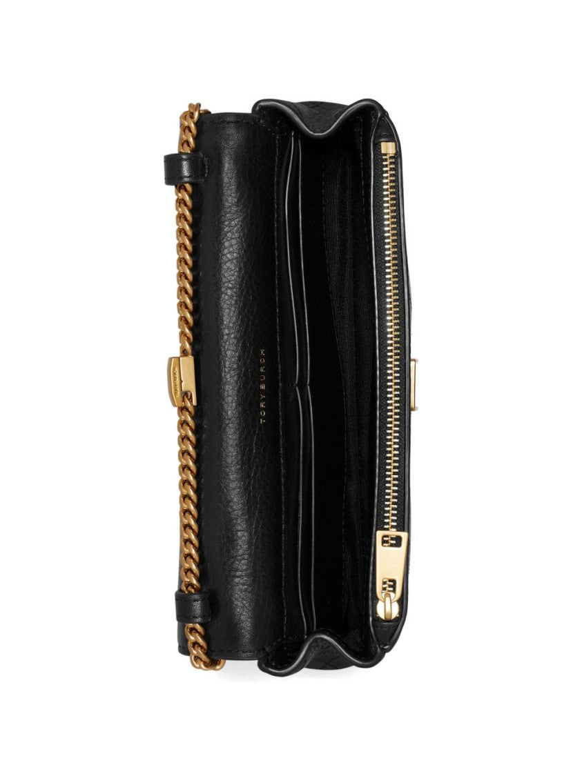 Tory Burch Textured Leather Bag With Gold-Tone Logo Clasp
