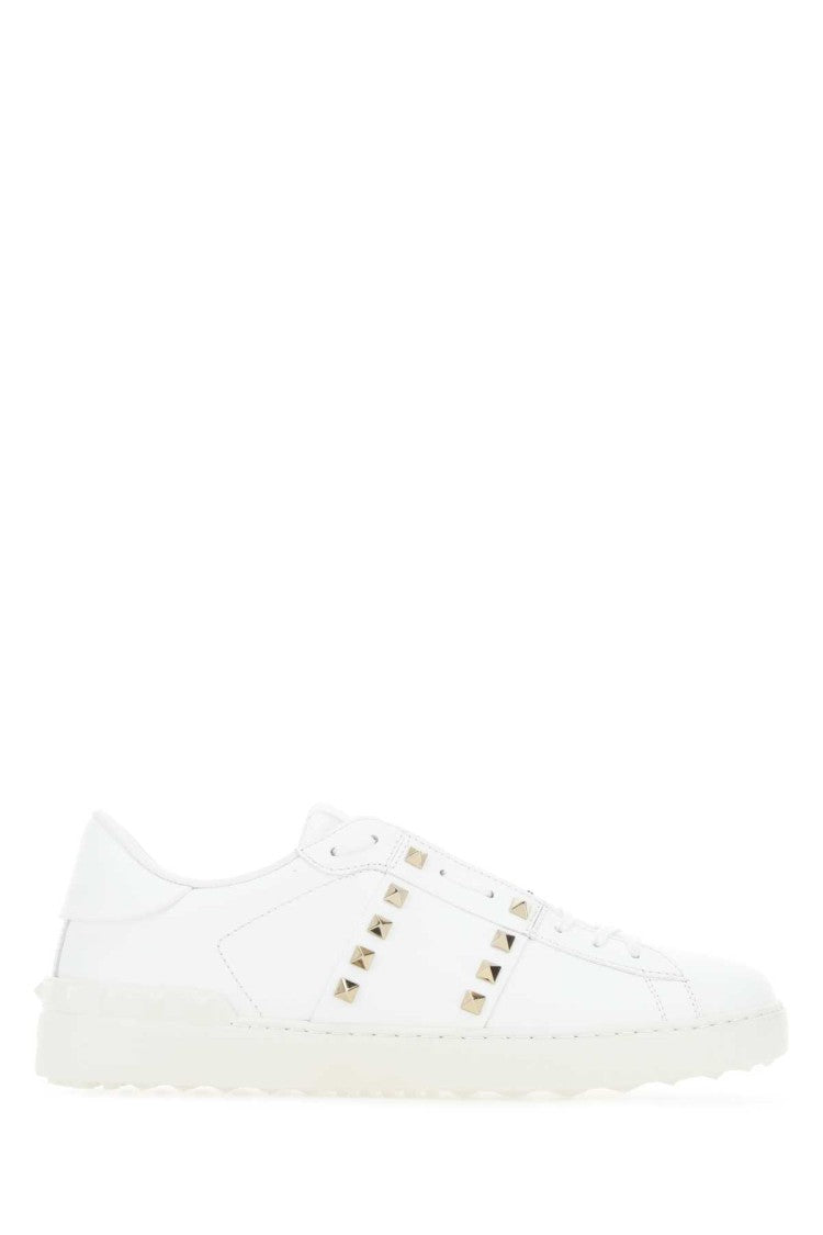 Valentino Garavani White Leather Rockstud Untitled Sneakers