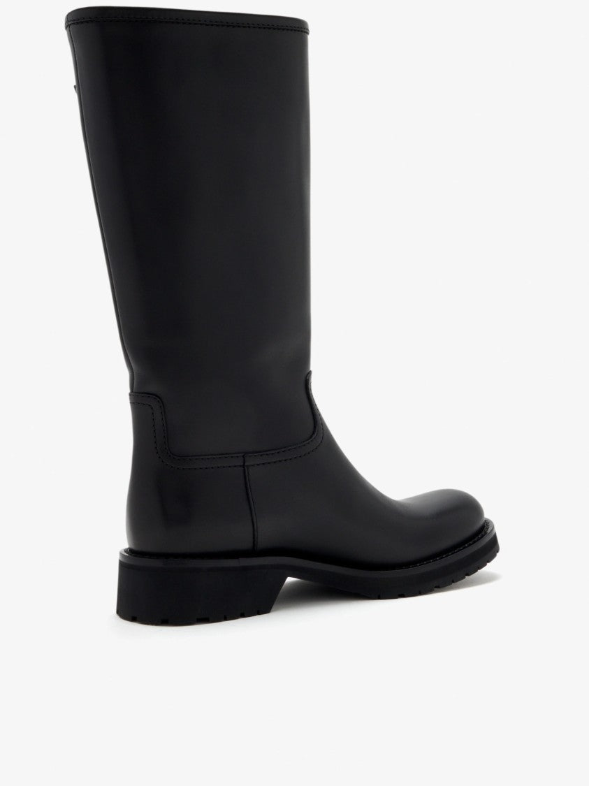 Gucci Kate Buckled Striped Leather Mid-Calf Boots