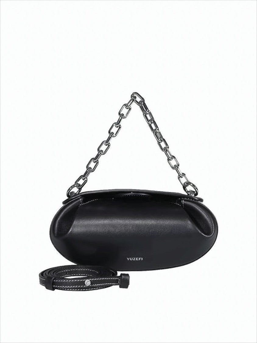 Yuzefi Elongated Oval Shoulder Bag With Chain Handle