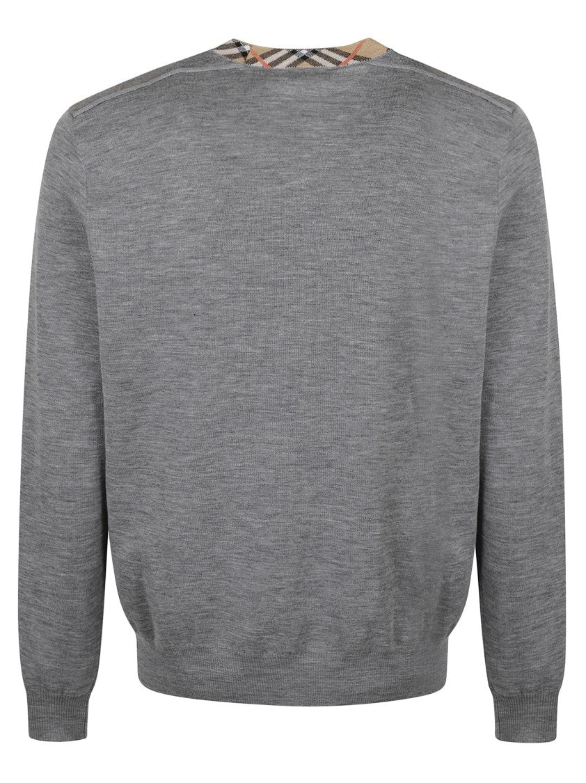 Burberry Classic Crew Neck Sweater With Patterned Detail