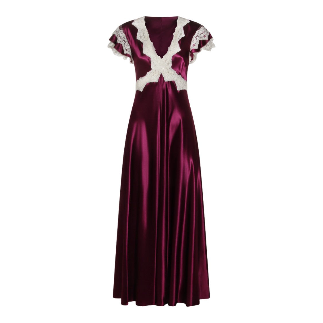 Alberta Ferretti Maxi Dress In Deep Purple Satin