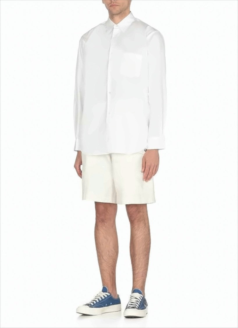 Comme Des Garçons Long-Sleeve Shirt With Pointed Collar And Curved Hem