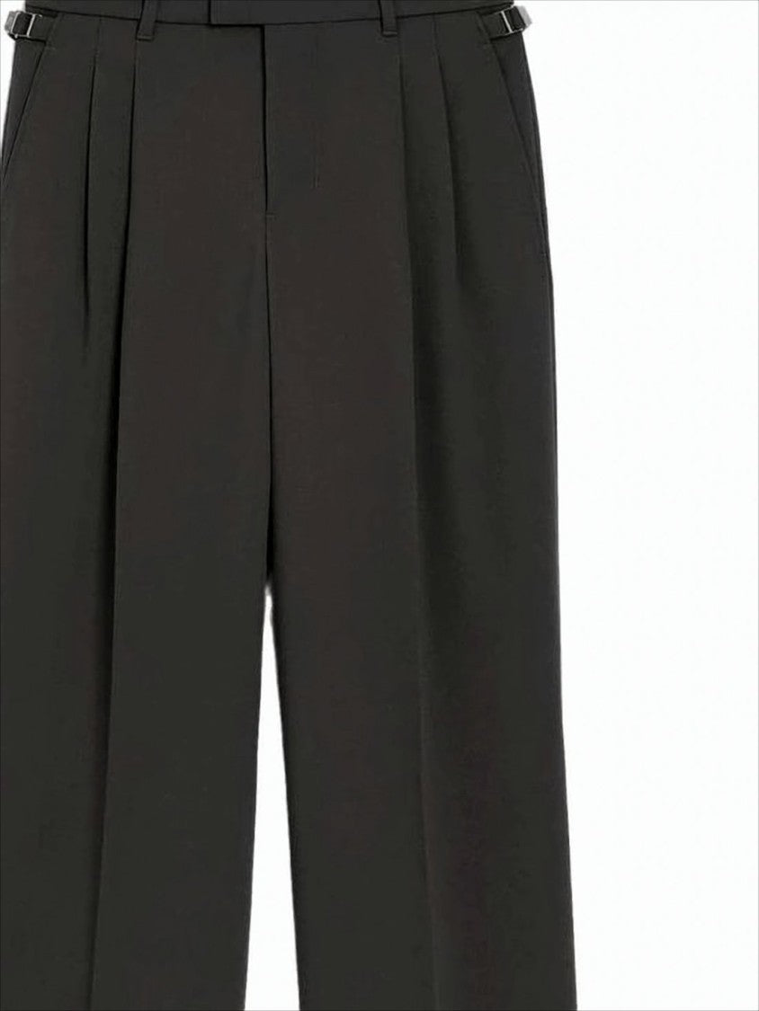 Ami Tailored Black Straight-Leg Pants With Front Pleats