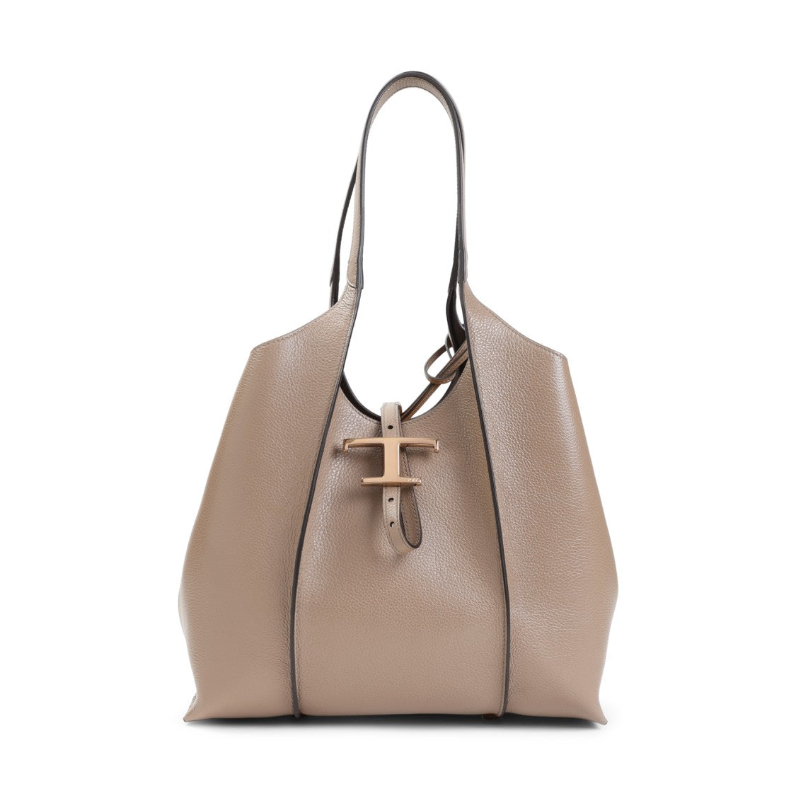 Tod's Spacious Structured Shoulder Bag In Nude Grained Calf Leather