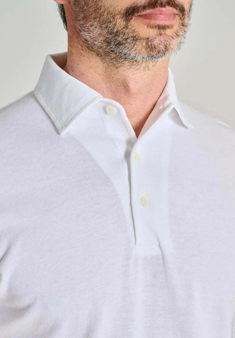 Filippo De Laurentiis White Cotton Blend Polo Shirt