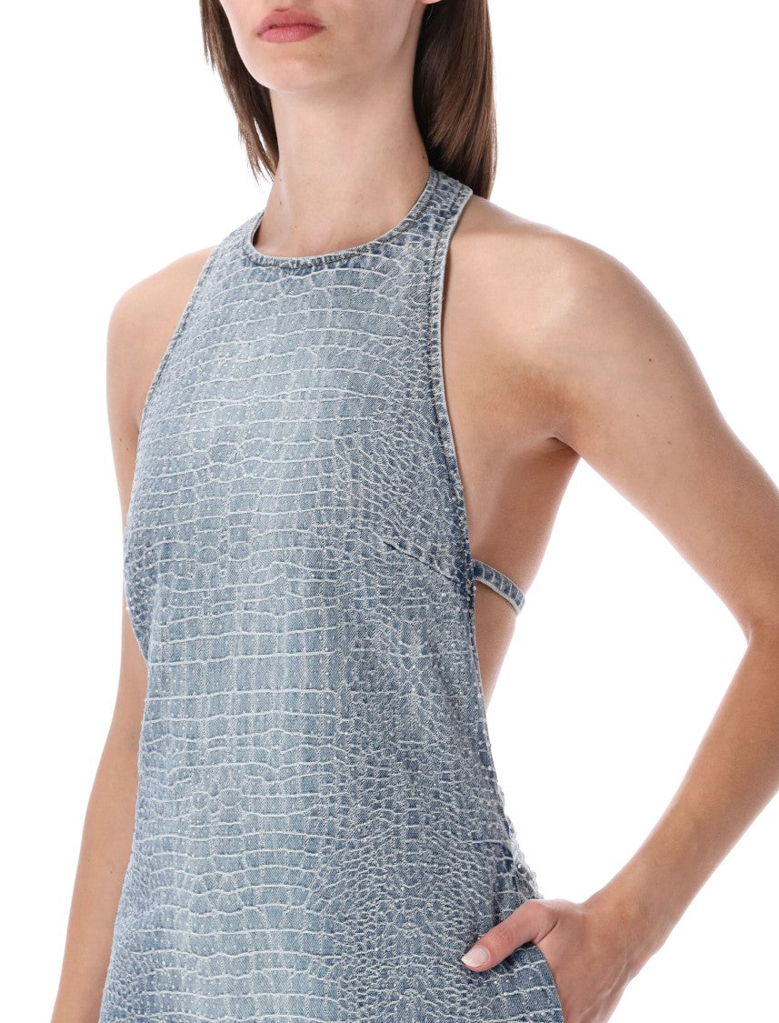 Self-Portrait Crystal Denim Mini Dress