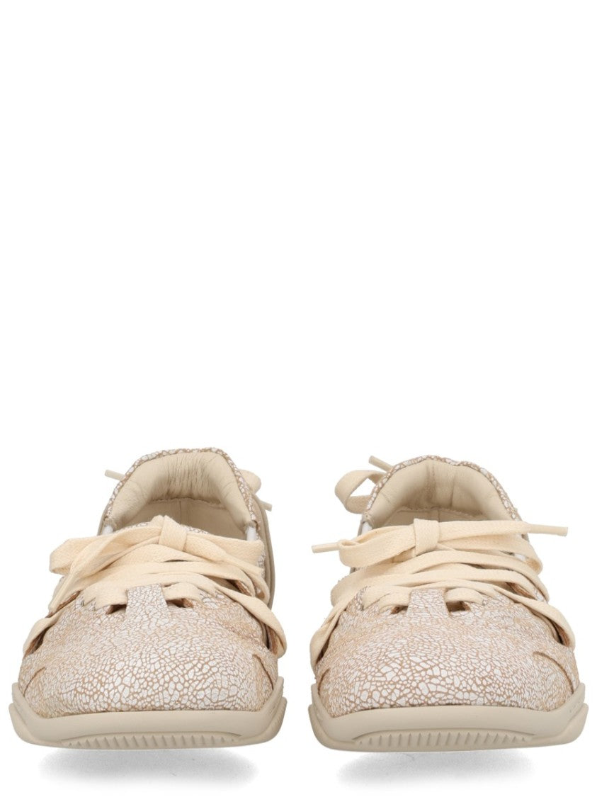 Acne Studios Cracked Leather Lace Ballerina Sneakers