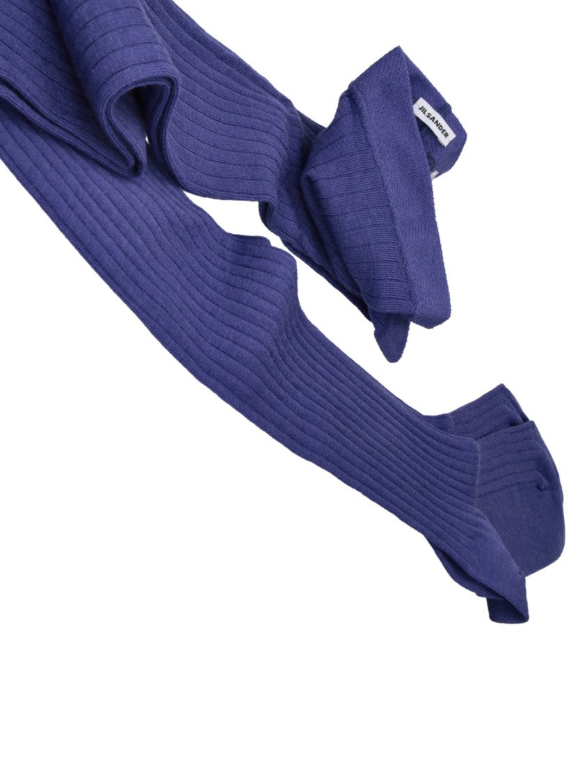 Jil Sander Purple Ribbed Wool-Blend Elasticized Socks