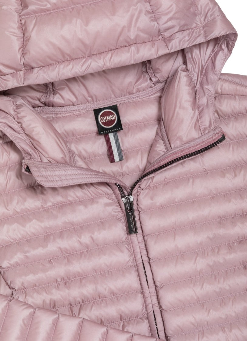 Colmar Originals Hooded Pink Down Jacket With Fitted Waist