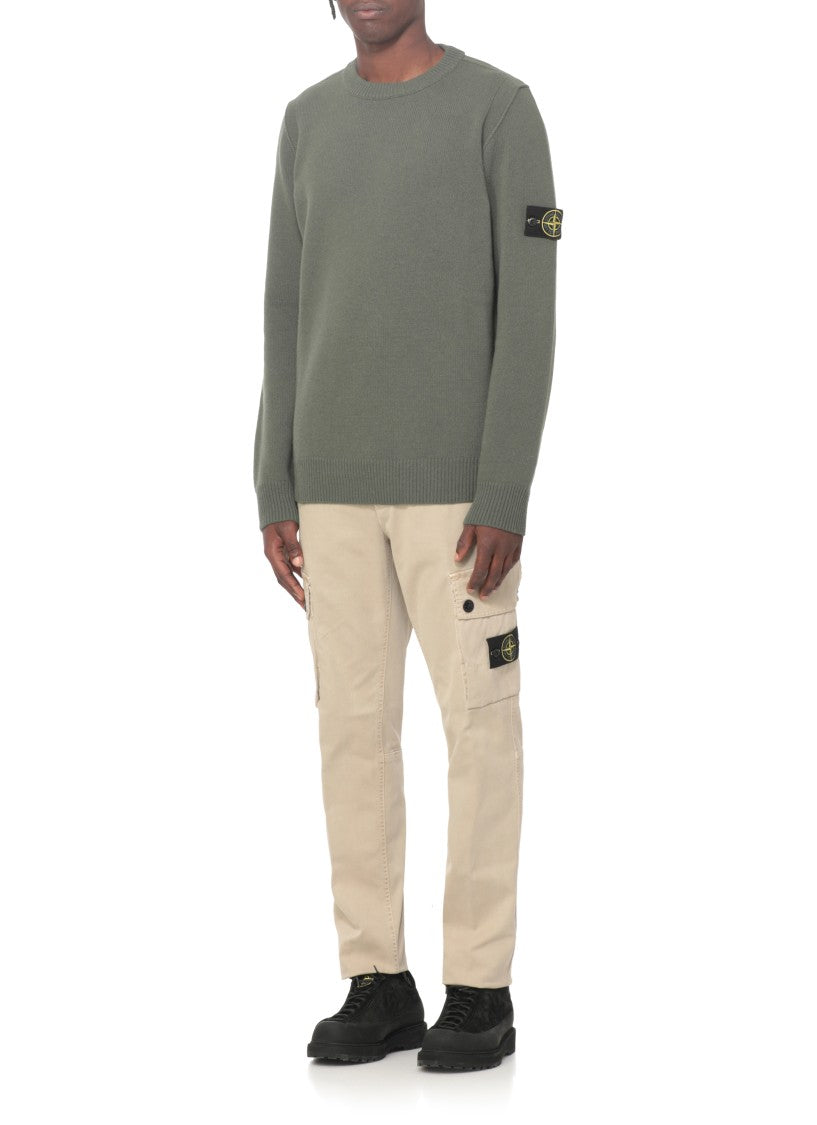 Stone Island Wool Sweater With Iconic Logo Patch