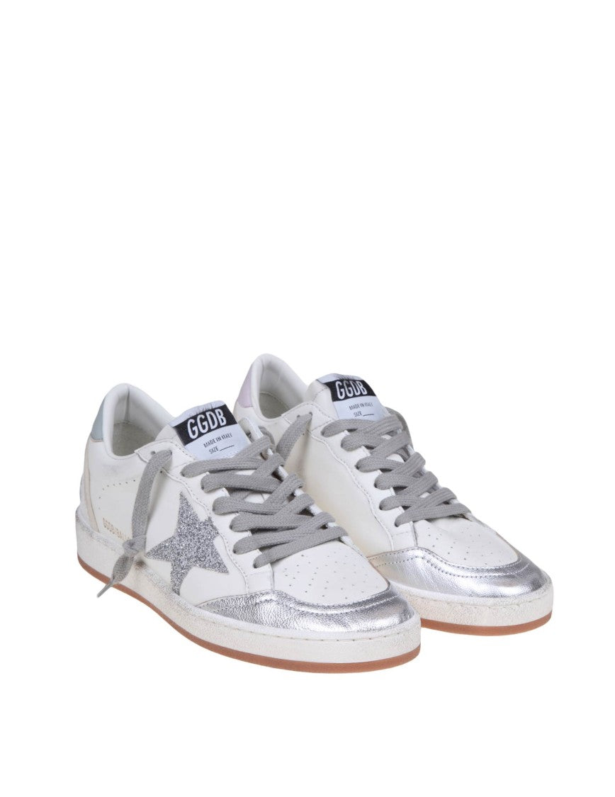 Golden Goose White And Silver Leather Ballstar