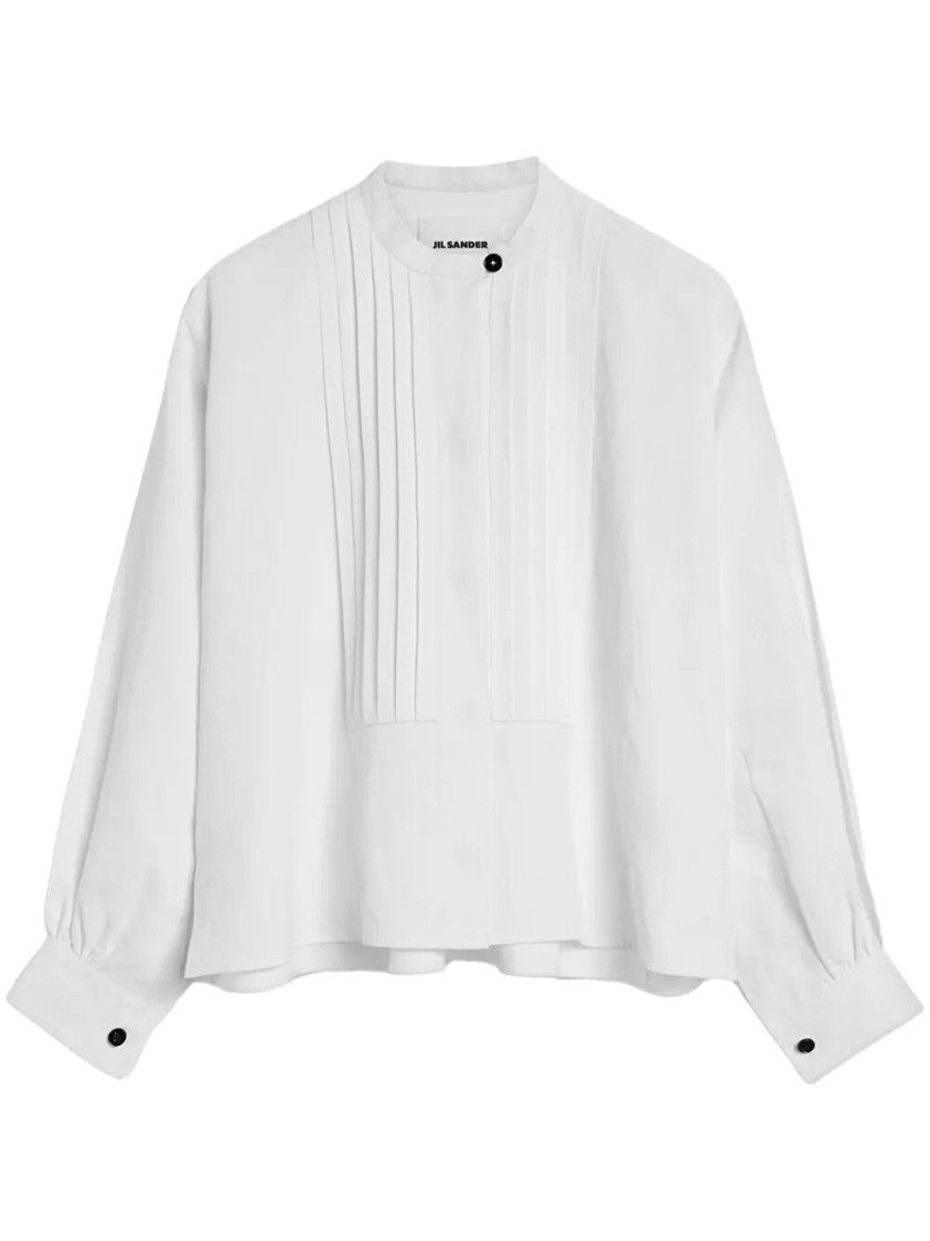 Jil Sander Relaxed-Fit Linen Top With High Neckline