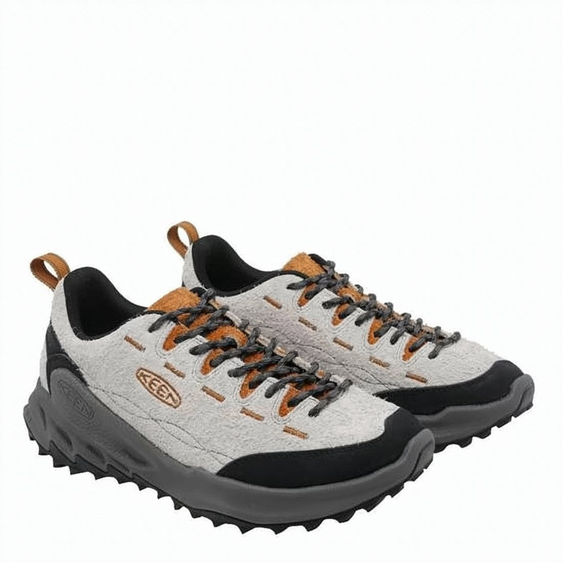 Keen Textured Grey Leather Lace-Up Shoes With Rugged Sole
