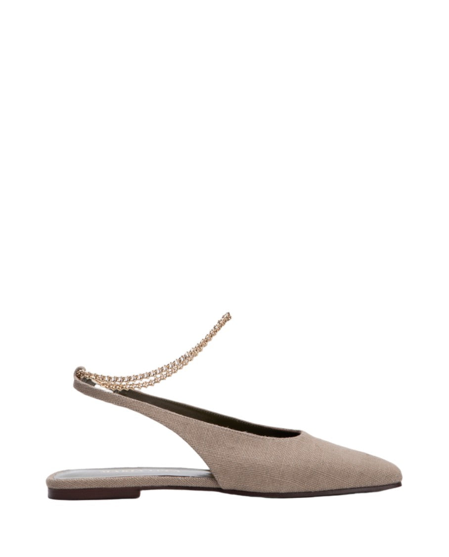 Maria Luca Pointed Toe Slingback Flats With Chain Detail