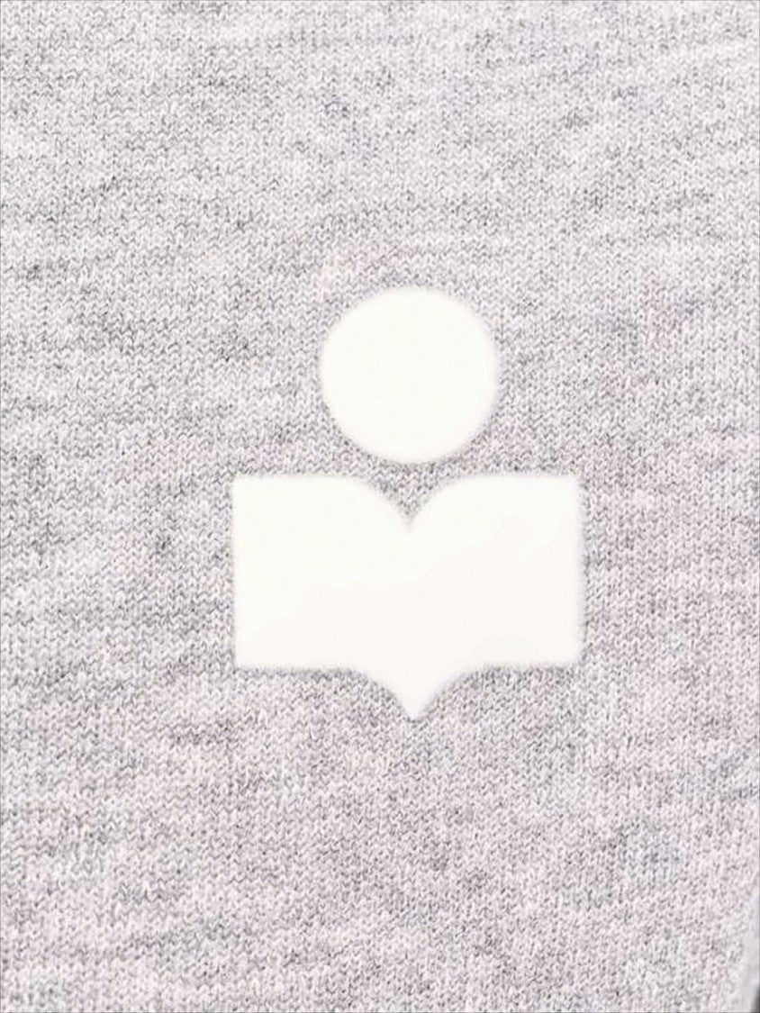 Isabel Marant Heather Grey Long-Sleeved Sweatshirt With Minimalist Emblem
