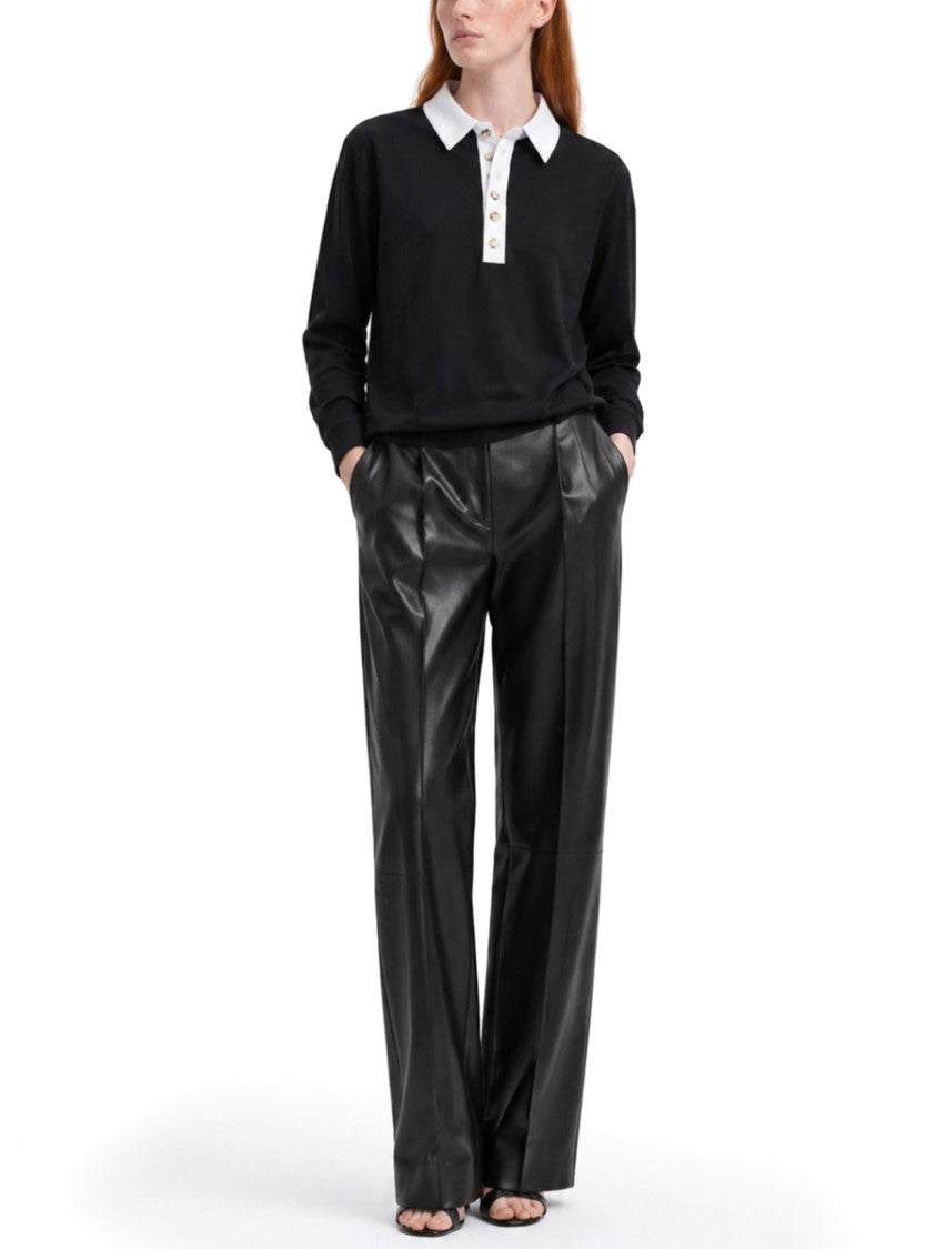 Khaite Faithful Silk Contrast Collar Polo Shirt