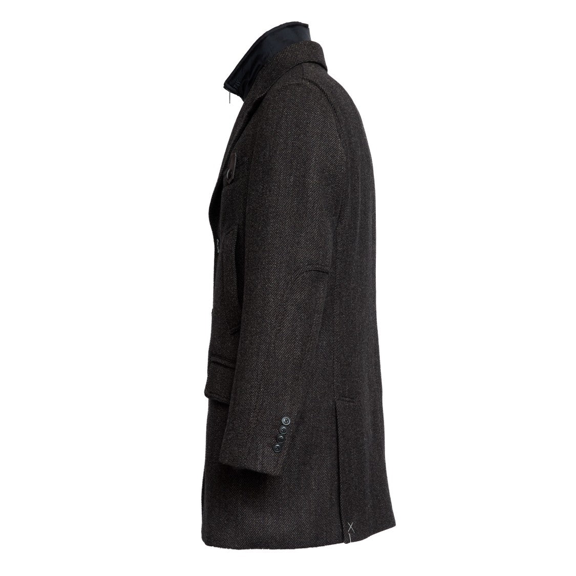 Fay Driving Double Coat In Diagonal Wool