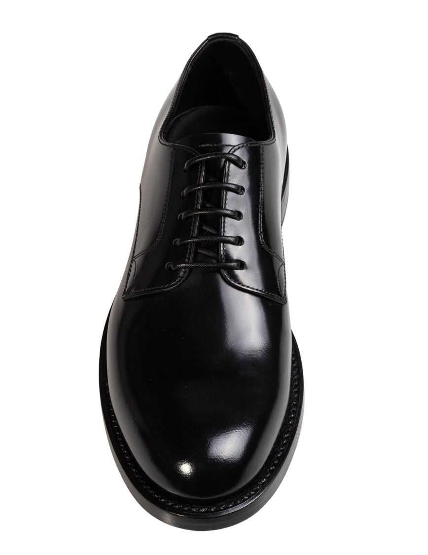 Dolce & Gabbana Black Brushed Calfskin Derby Shoes