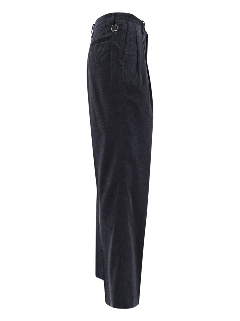 Kaptain Sunshine Blue Pleated Mid-Rise Corduroy Trousers