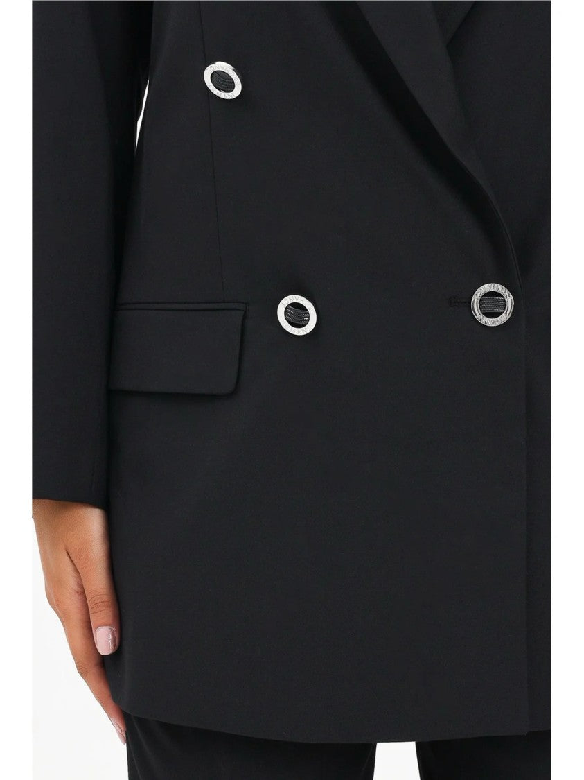 Armani Exchange Black Polyester-Blend Double-Breasted Blazer