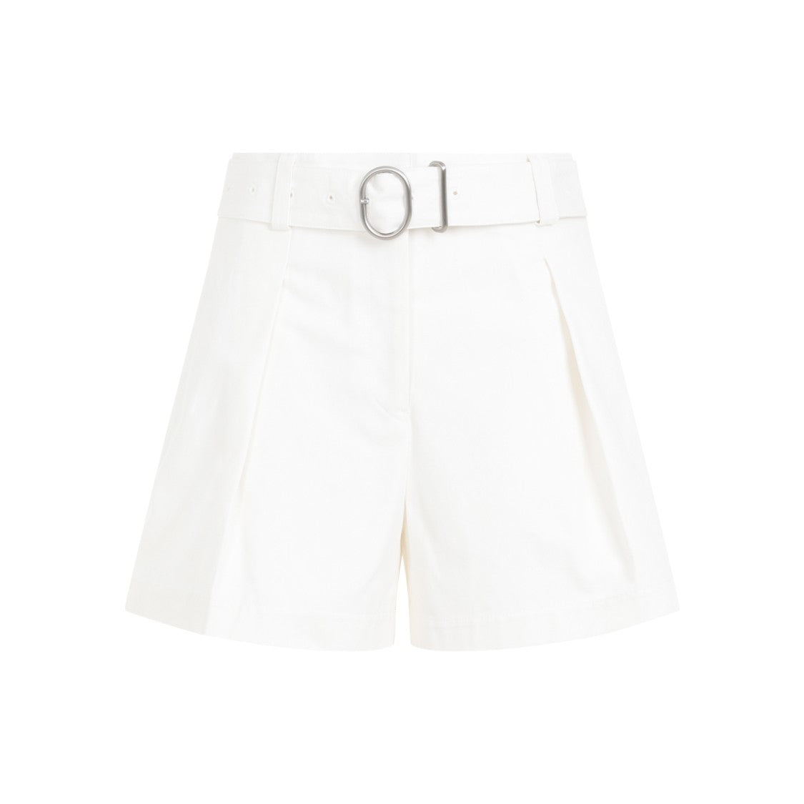 Jil Sander Mid Waist Optic White Cotton Shorts