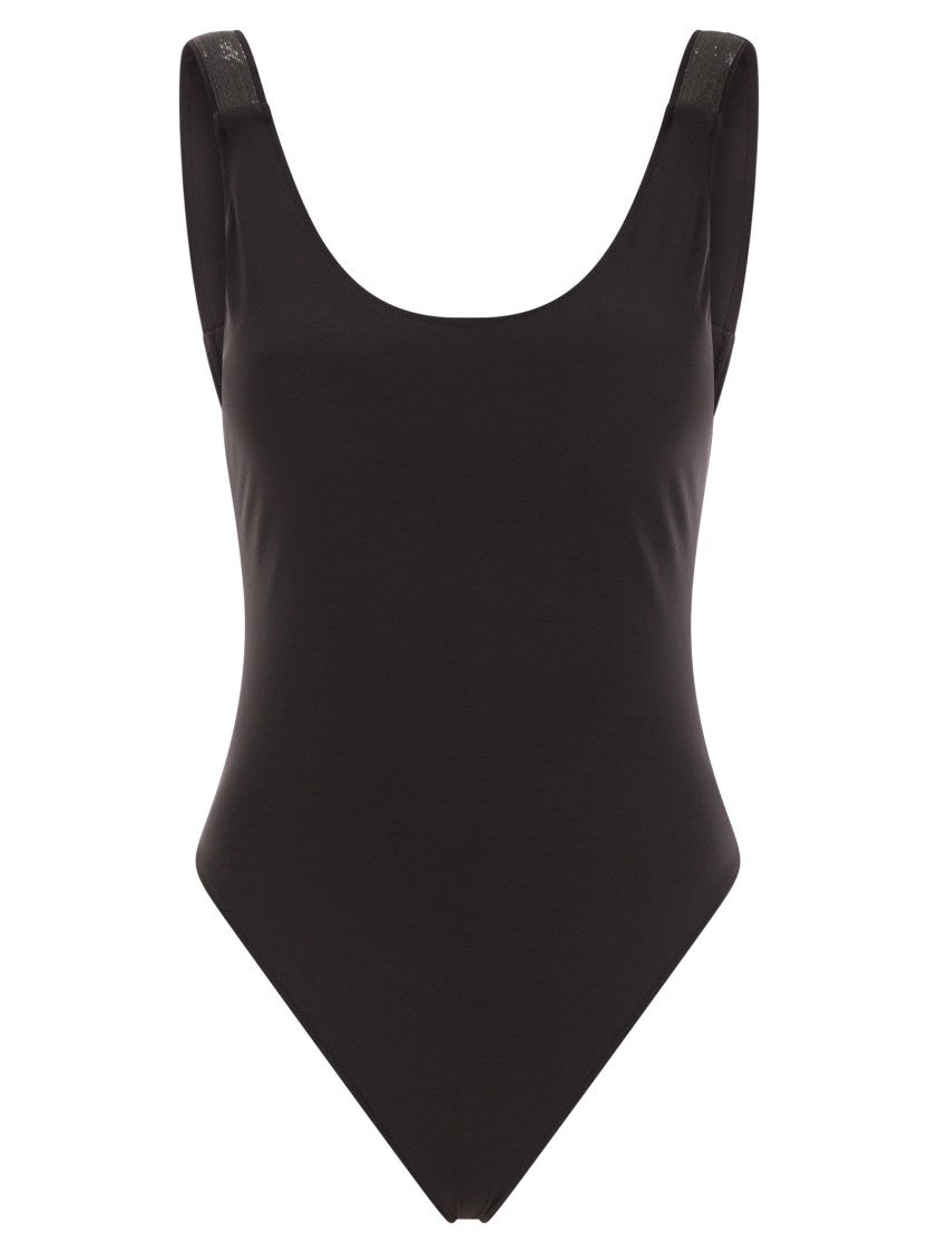 Brunello Cucinelli One-Piece Swimming Costume In Techno Jersey