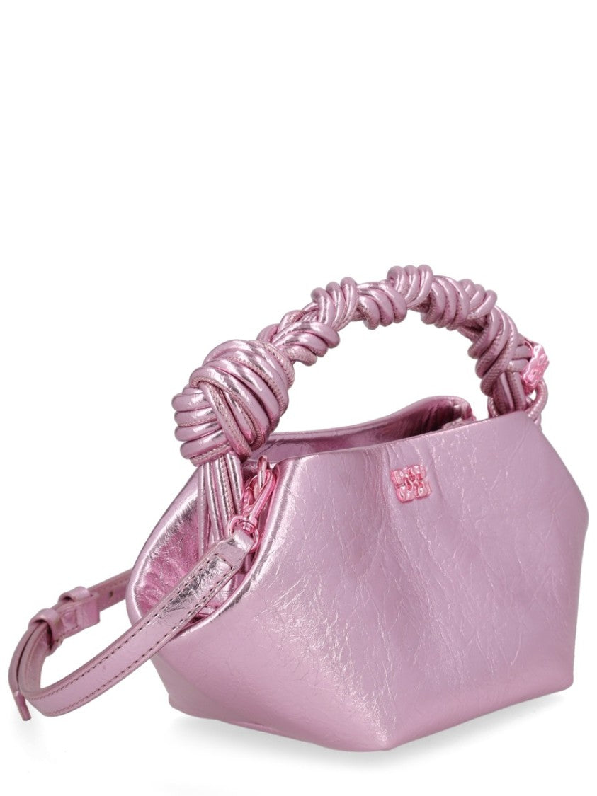 Ganni Geometric Metallic Finish Polyurethane Handbag