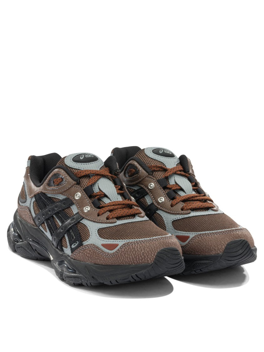 Asics Premium Leather Slip-On Sneakers With Grey Mesh Panels