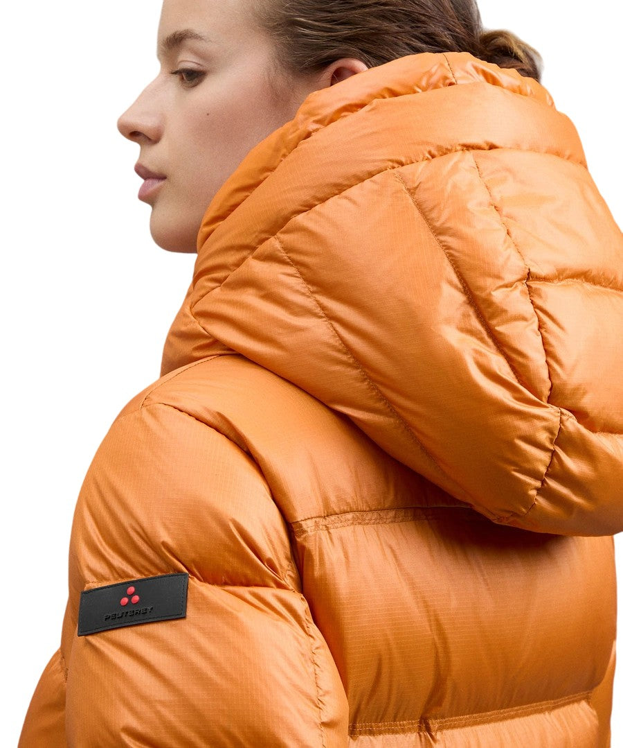 Peuterey Puffy Orange Bomber Jacket With Double Hood