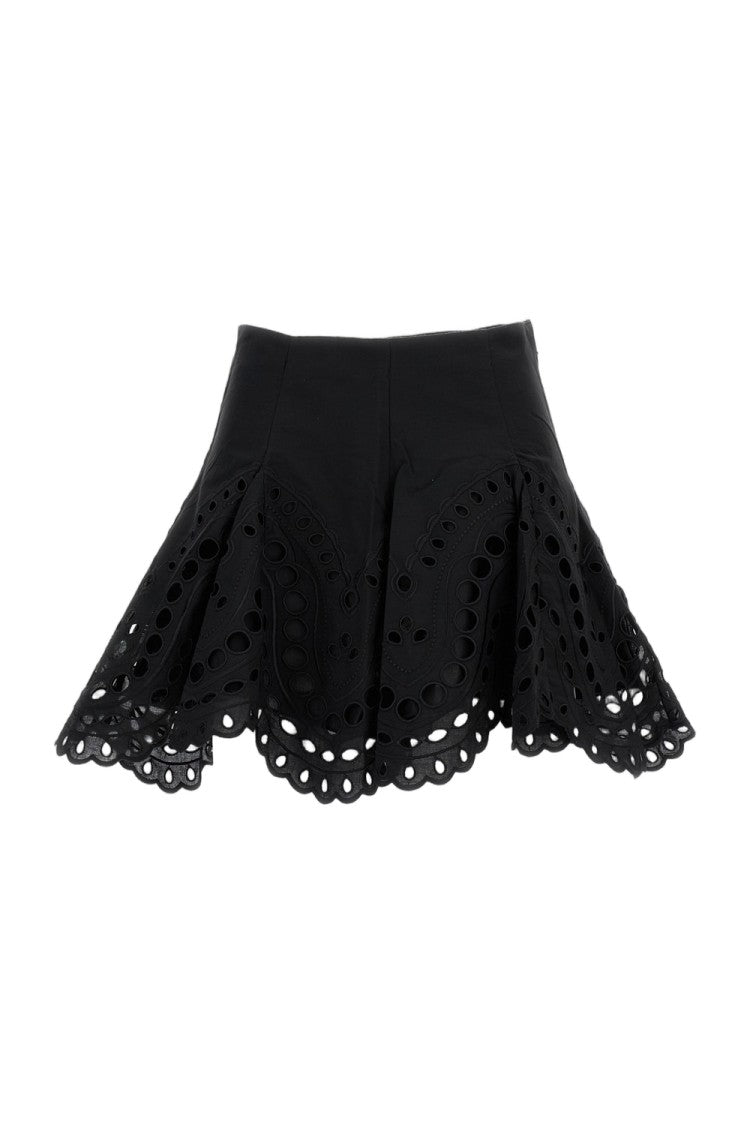 Charo Ruiz Ibiza Black Ruffle Eyelet Skirt
