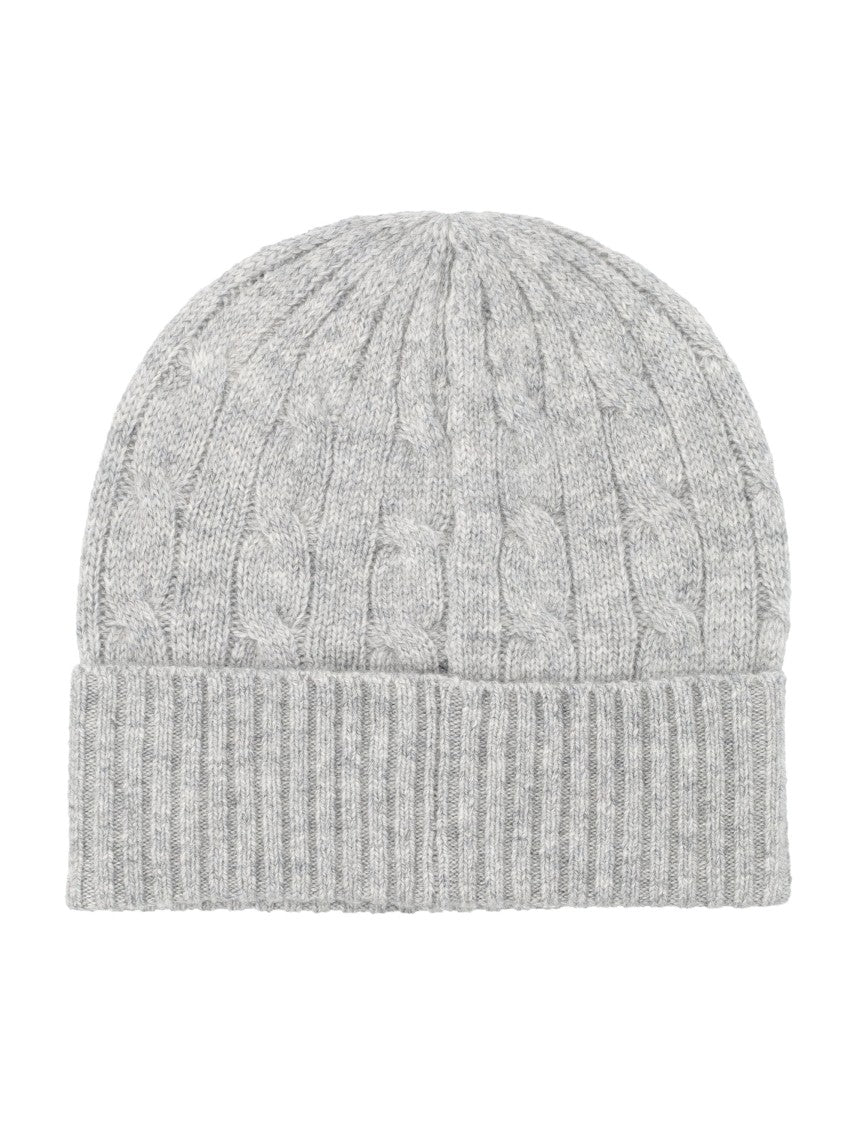 Polo Ralph Lauren Cable-Knit Wool-Cashmere Beanie With Embroidered Logo