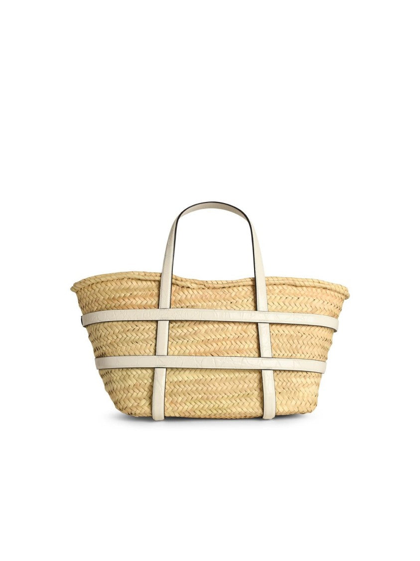 Tory Burch Ella' White Basket Straw Shopping Bag