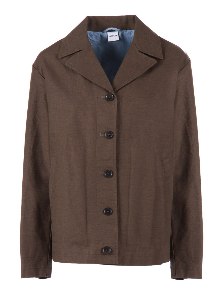 Aspesi Boxy Cropped Button Jacket