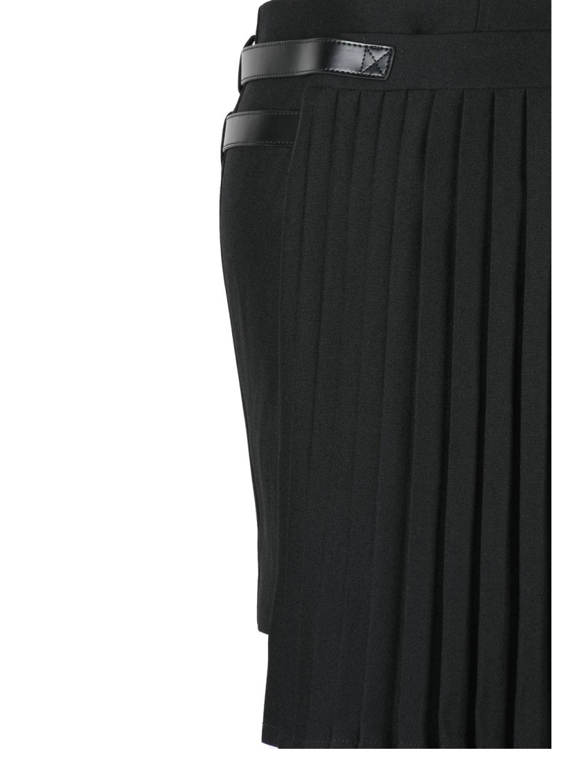 Coperni Black Buckle Leather Detail Mini Skirt