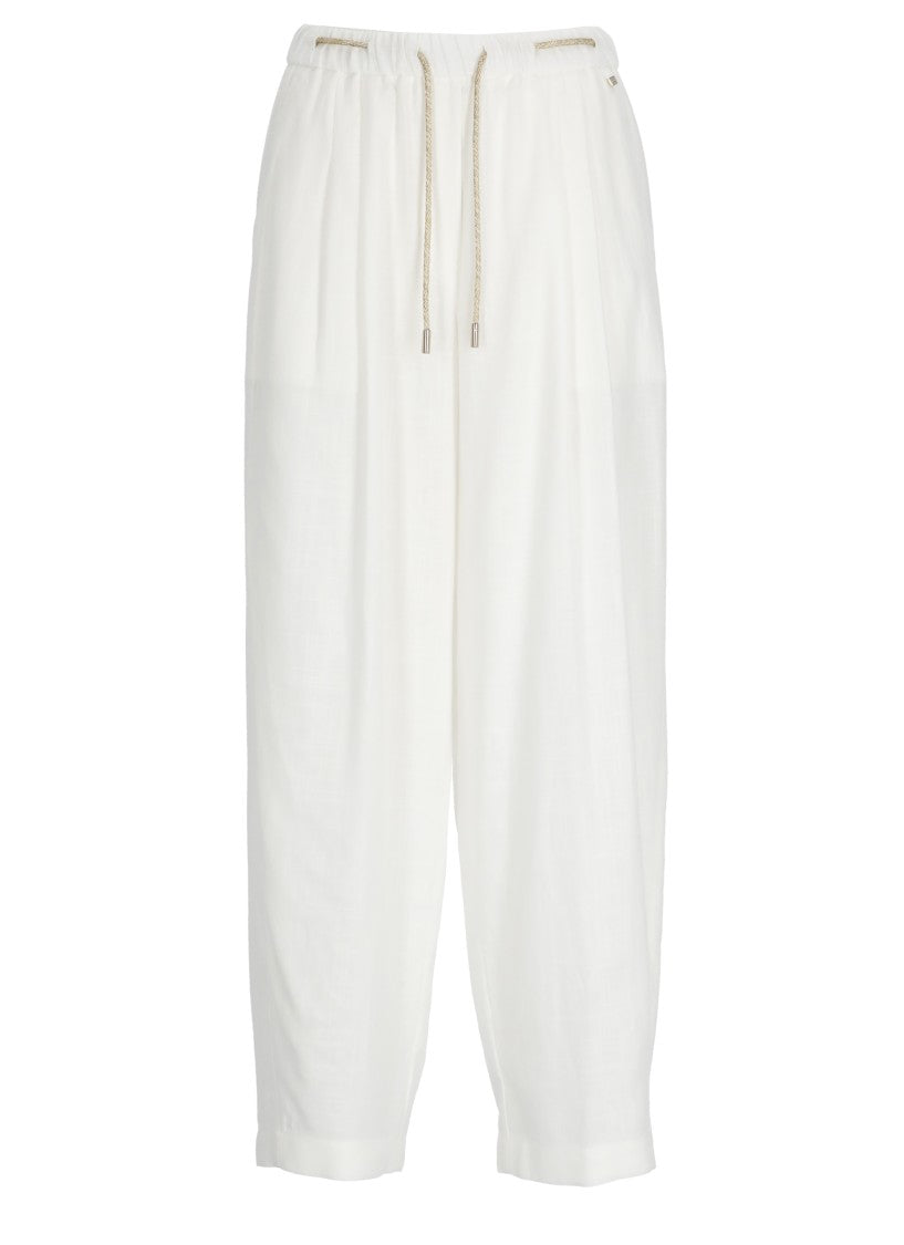 Herno White Viscose-Blend Straight-Leg Pants