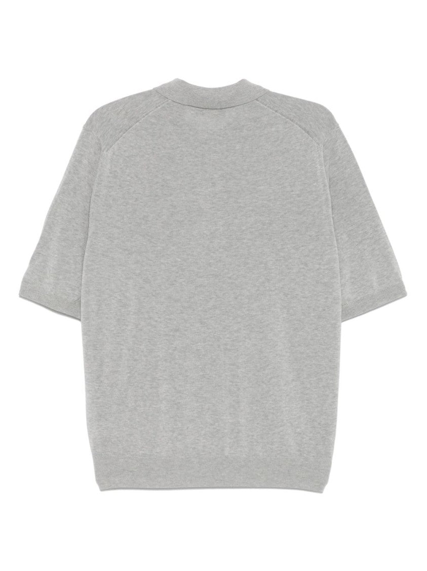 Zanone Classic Grey Cotton T-Shirt With Buttoned Placket