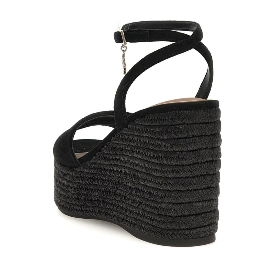 Guess Black Everly 2 Platform Wedge Sandals