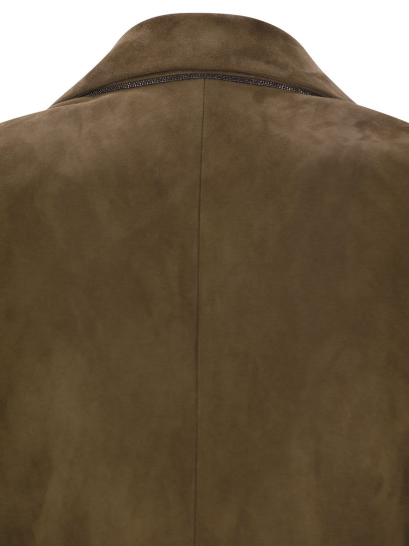 Brunello Cucinelli Suede Jacket With Jewellery