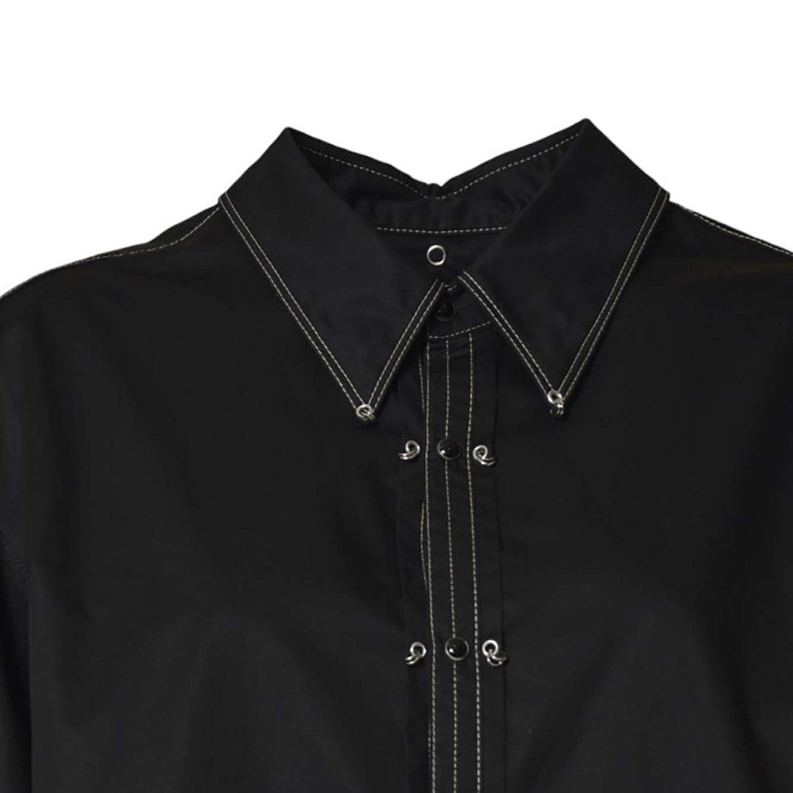 Lemaire Black Cotton Shirt With Lemaire Metal Decoration
