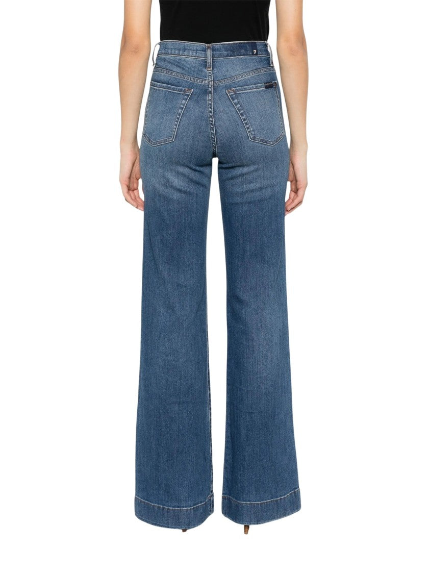 7 For All Mankind Wide-Leg High-Waist Jeans With Vintage Fading