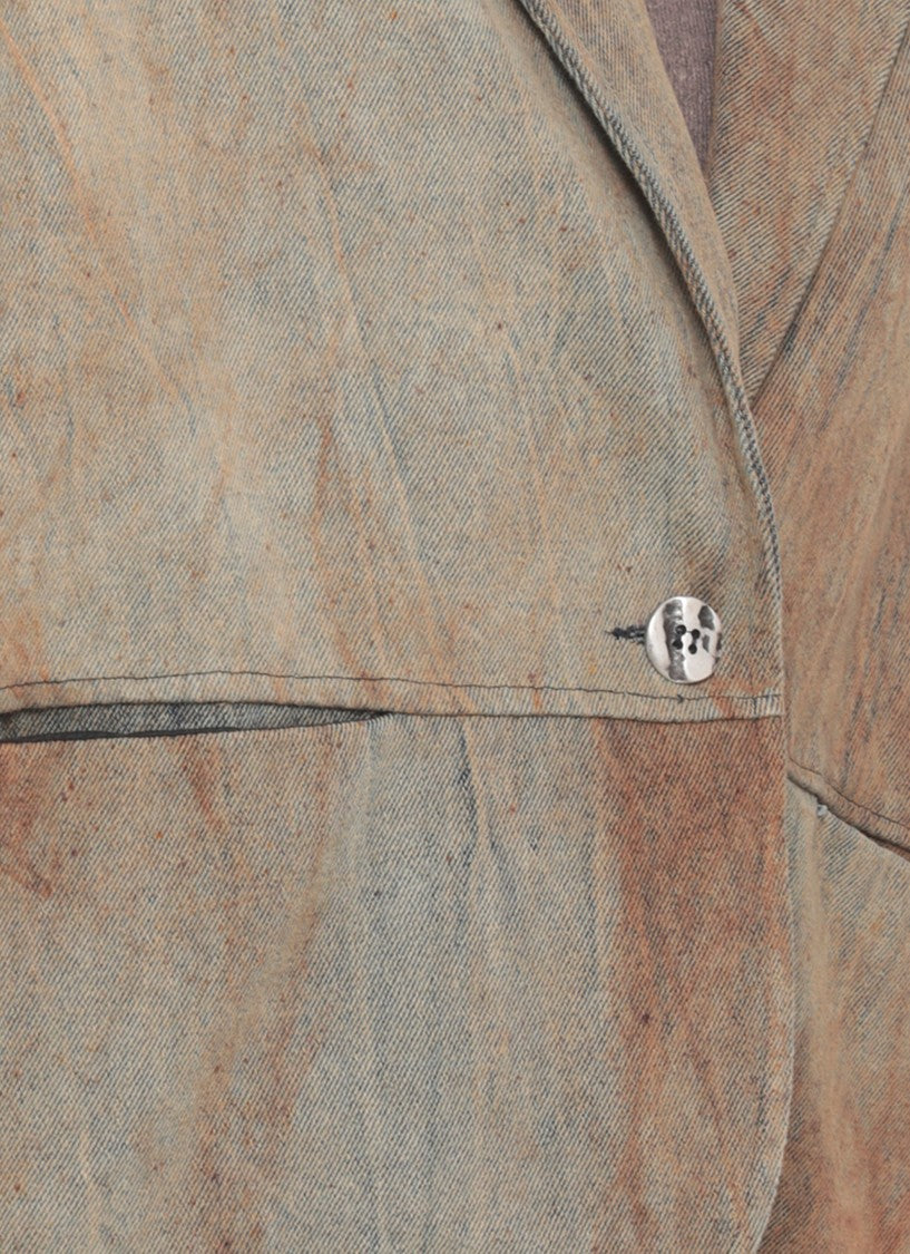 Sanctamuerte Brown Denim Classic Lapel Blazer