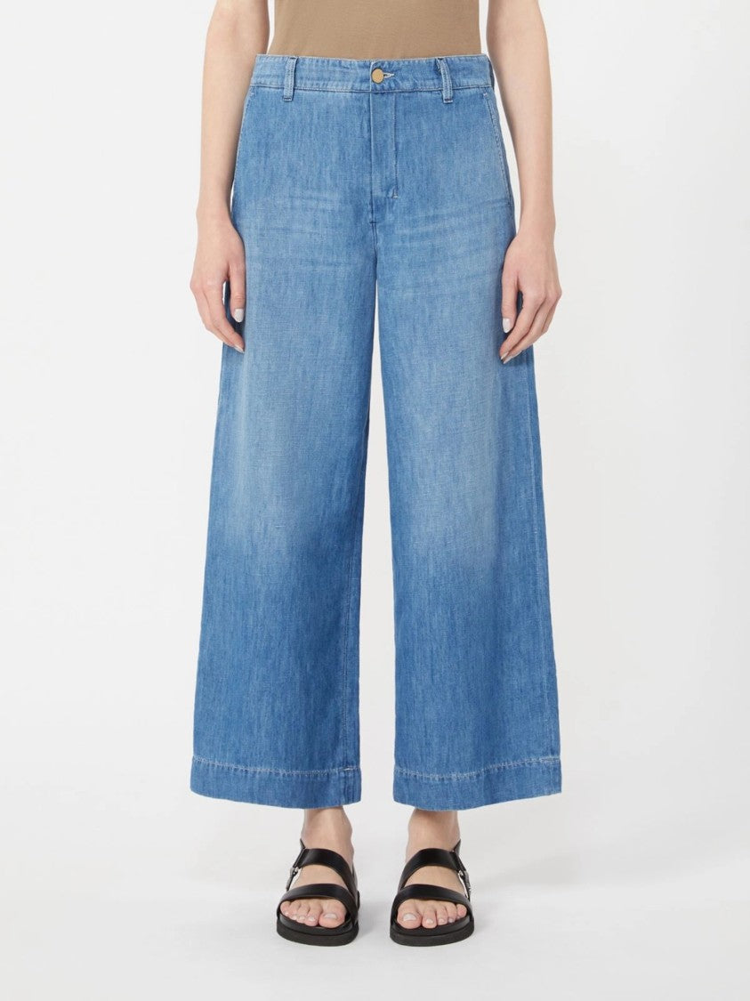 Max Mara Blue Smmastice Wide-Leg High Denim Culottes