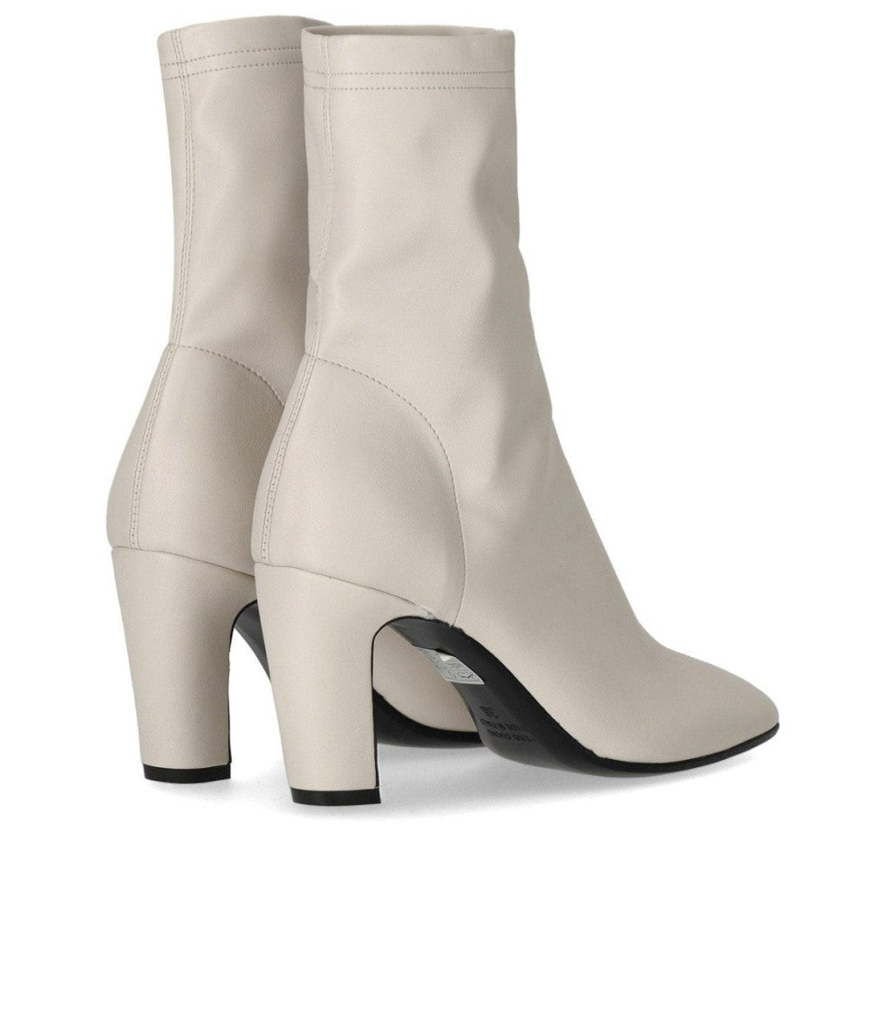 Strategia Zhaira White Heeled Ankle Boot