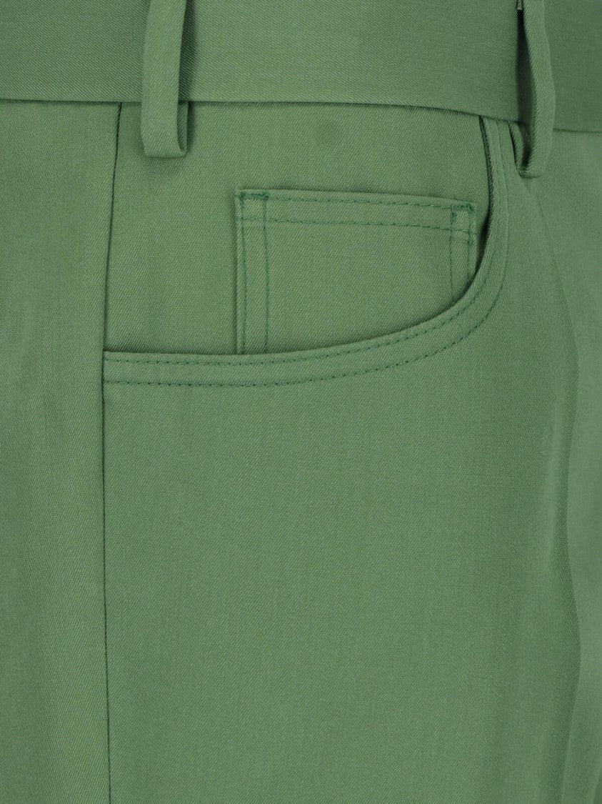 Marni Green Tailored Straight-Leg Wool Pants