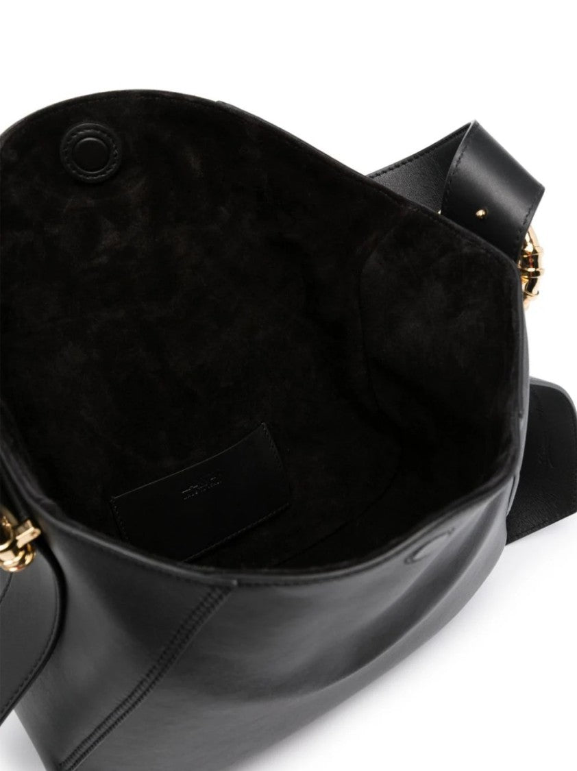 Lanvin Sculptural Black Calf Leather Shoulder Bag