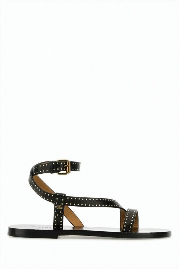 Isabel Marant Black Leather Sandals With Metallic Studs