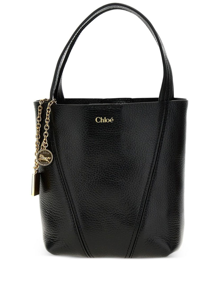 Chloé Structured Textured Leather Dual Handle Handbag